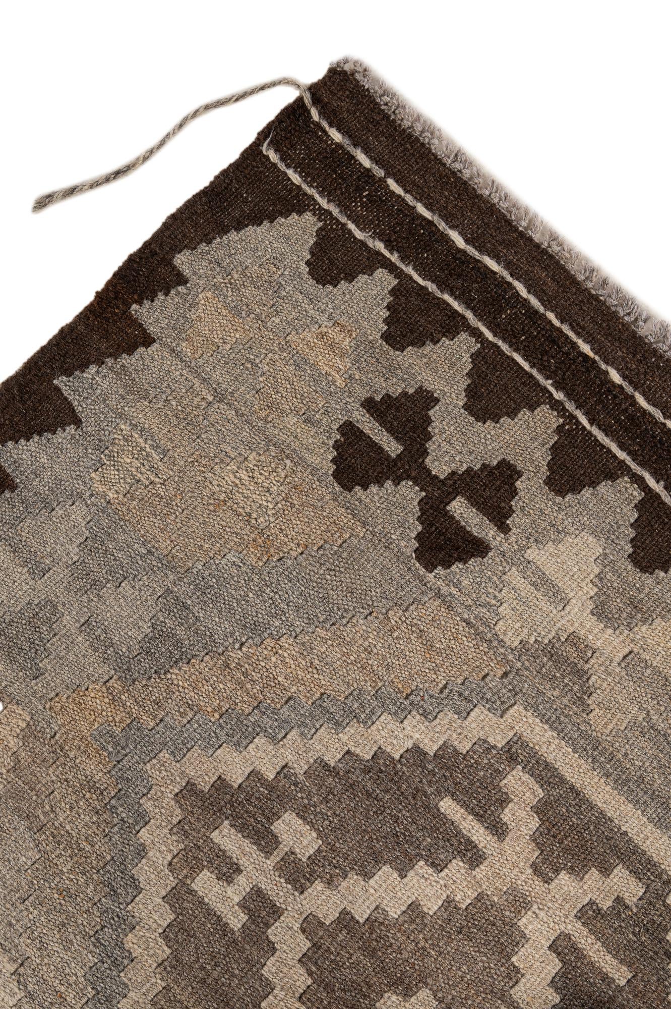 5' x 6' 9 Hand Woven Kilim Maymana Wool Rug