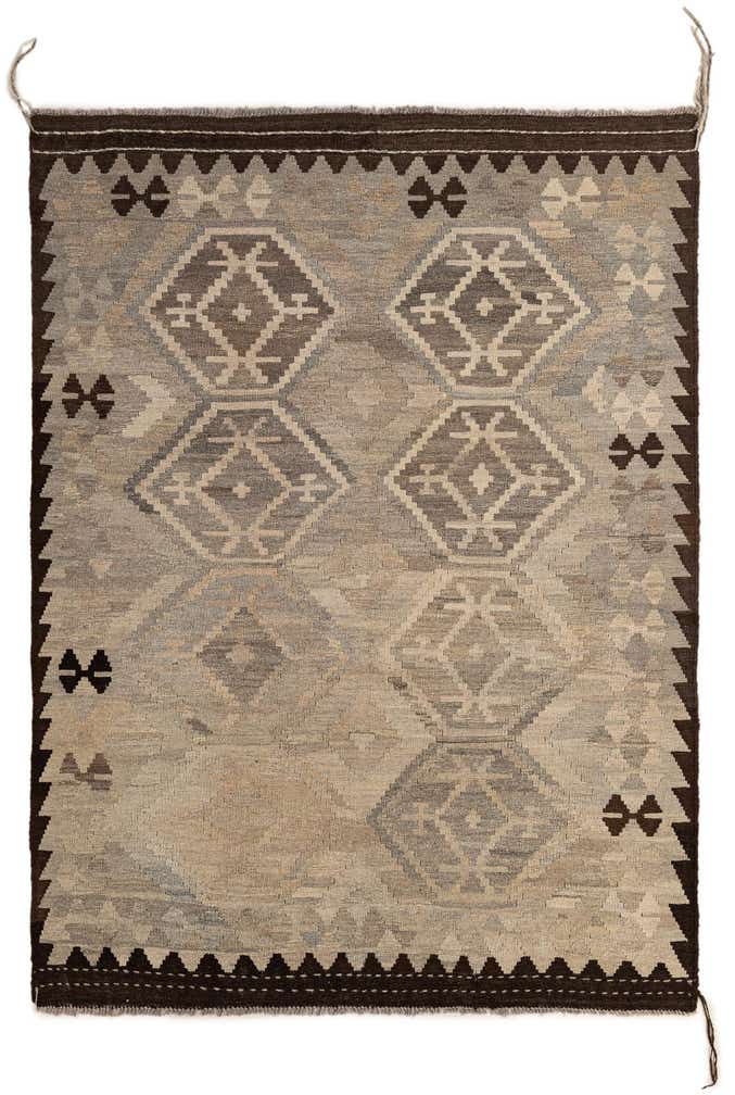 5' x 6' 9 Hand Woven Kilim Maymana Wool Rug