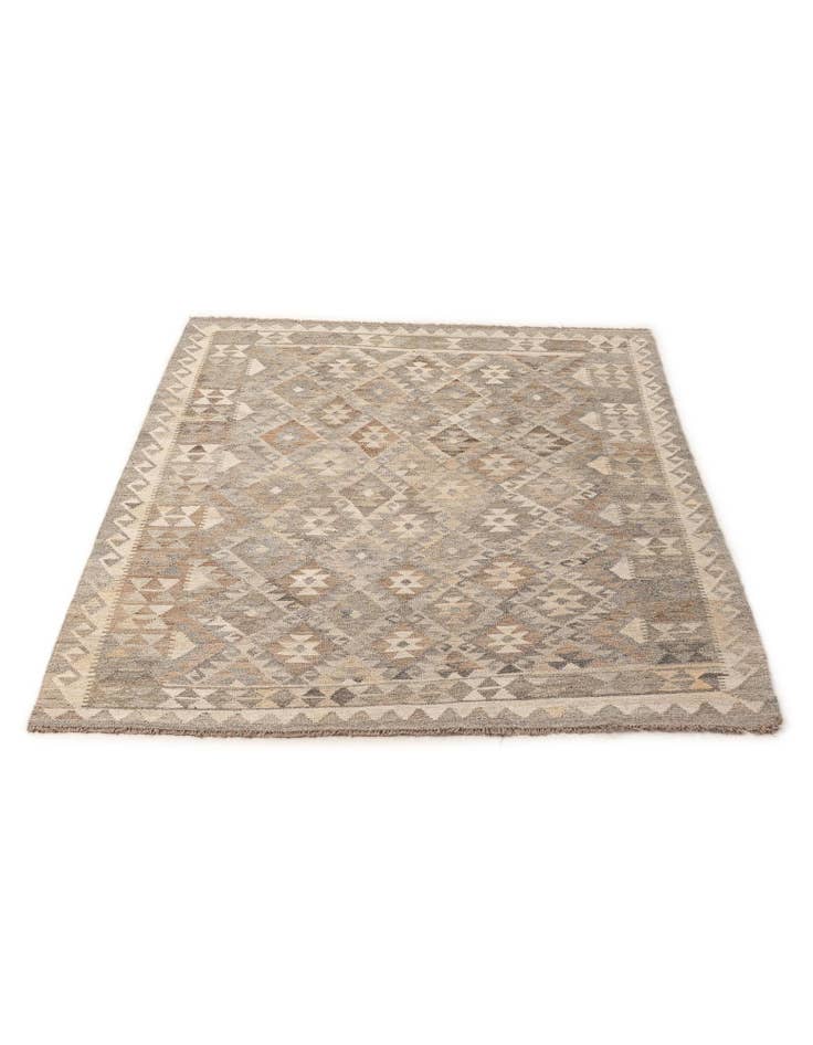 Detail image of 5' 1 x 6' 11 Hand Woven Kilim Maymana Wool Rug