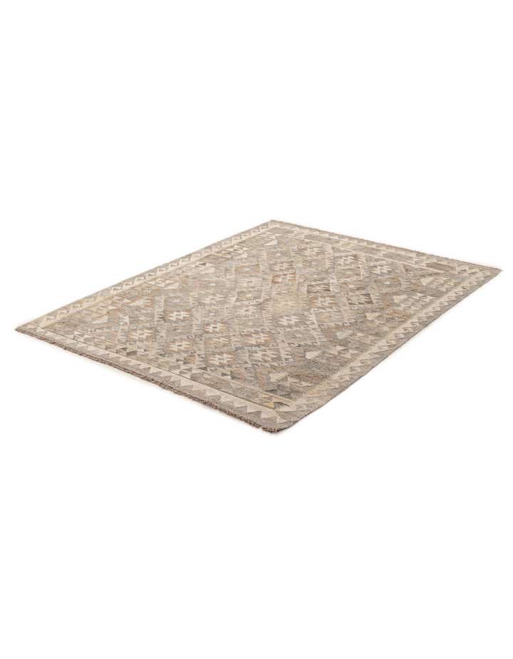 5' 1 x 6' 11 Hand Woven Kilim Maymana Wool Rug