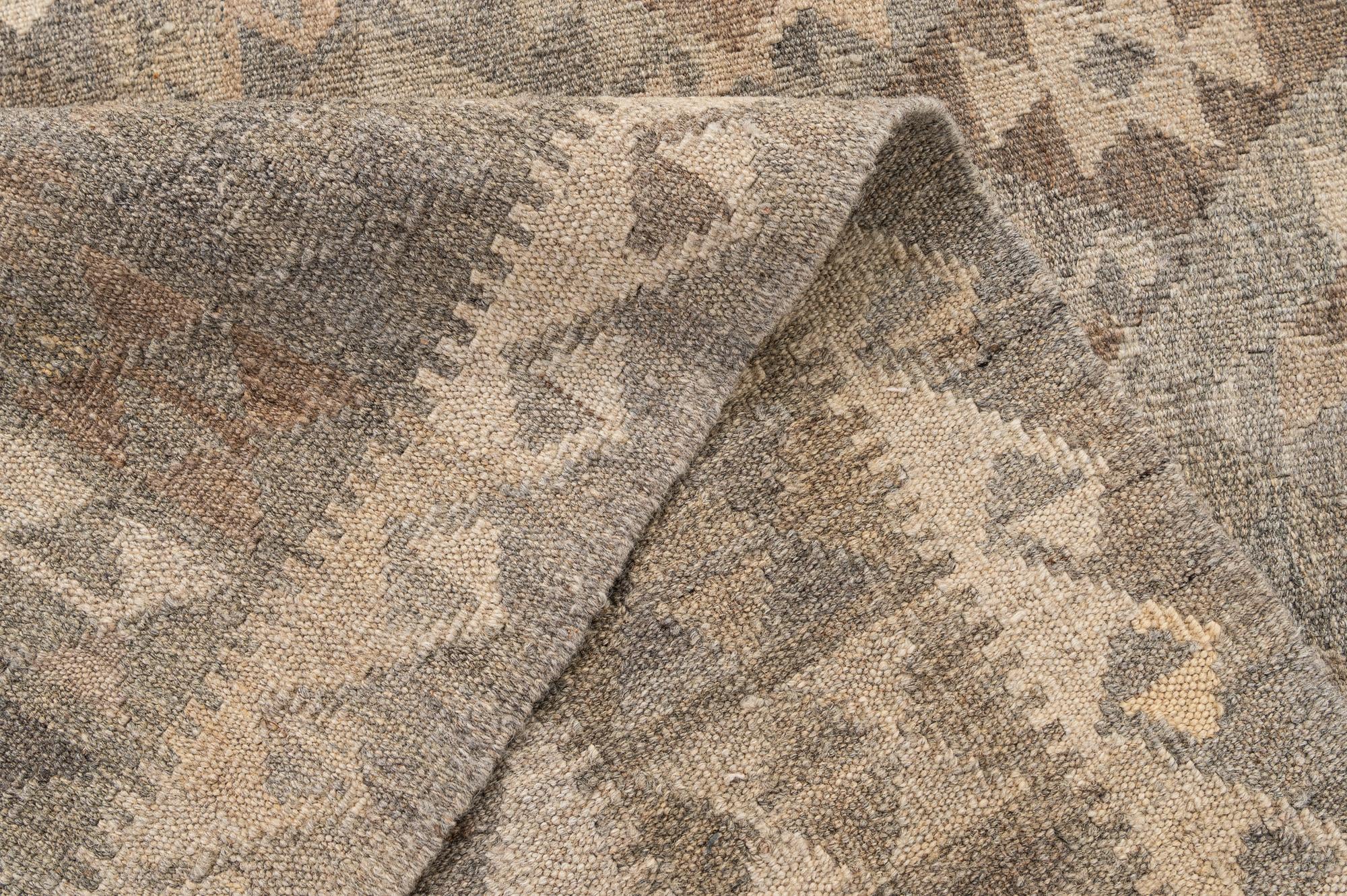 5' 1 x 6' 11 Hand Woven Kilim Maymana Wool Rug