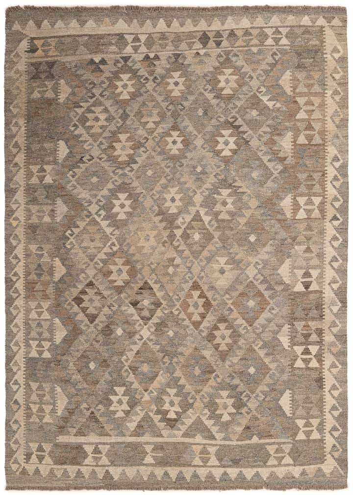 5' 1 x 6' 11 Hand Woven Kilim Maymana Wool Rug