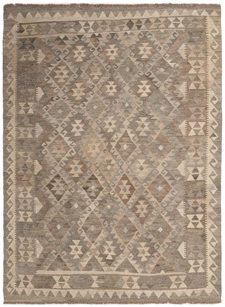 5' 1 x 6' 11 Hand Woven Kilim Maymana Wool Rug