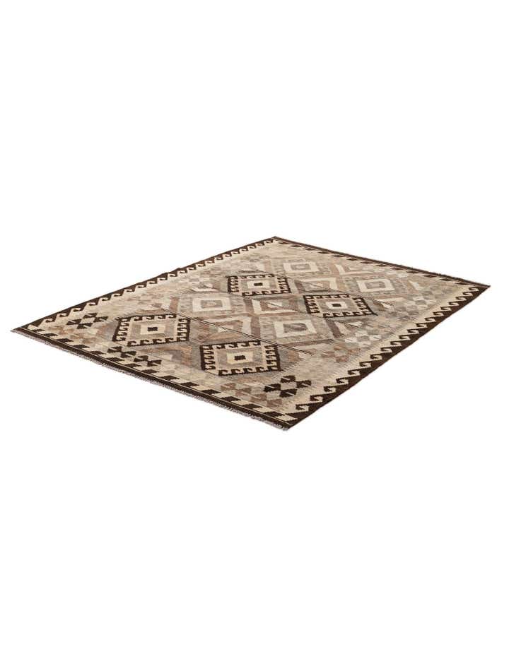 5' 2 x 6' 9 Hand Woven Kilim Maymana Wool Rug