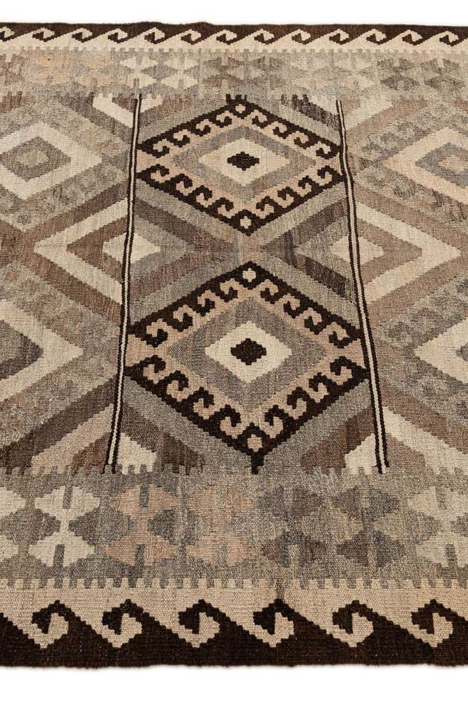 5' 2 x 6' 9 Hand Woven Kilim Maymana Wool Rug