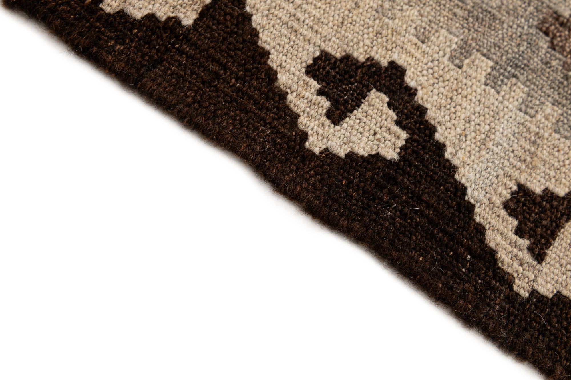 5' 2 x 6' 9 Hand Woven Kilim Maymana Wool Rug