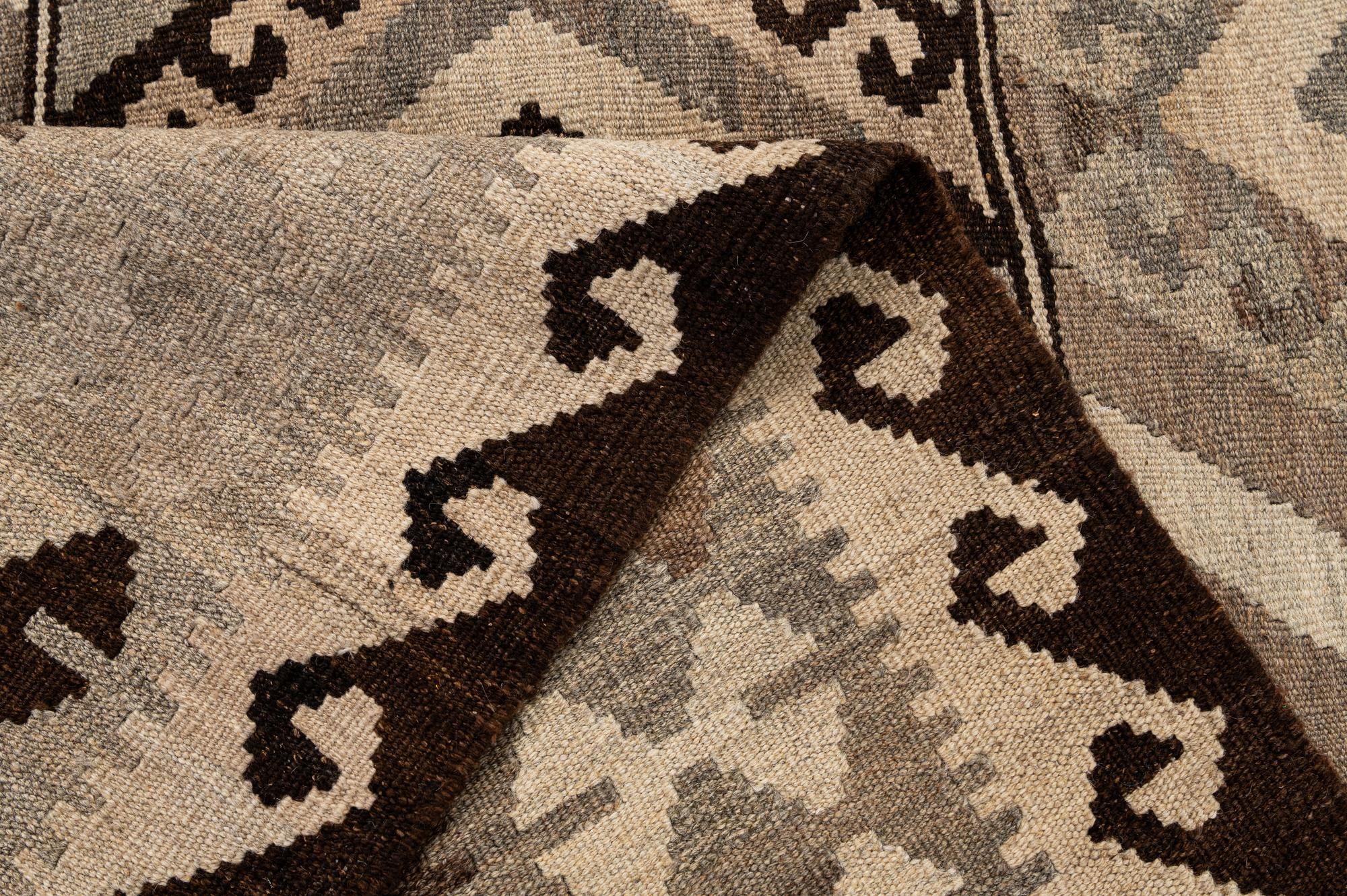 5' 2 x 6' 9 Hand Woven Kilim Maymana Wool Rug