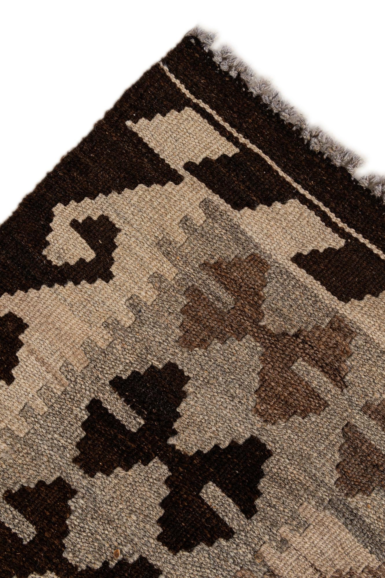 5' 2 x 6' 9 Hand Woven Kilim Maymana Wool Rug