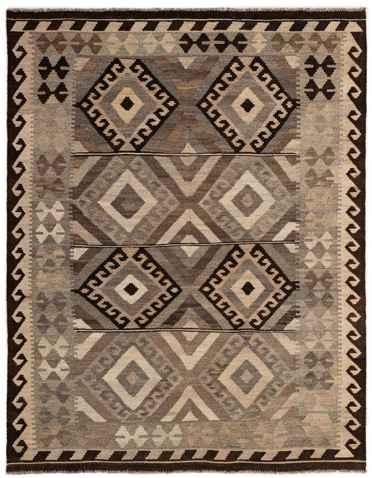 Detail image of 5' 2 x 6' 9 Hand Woven Kilim Maymana Wool Rug