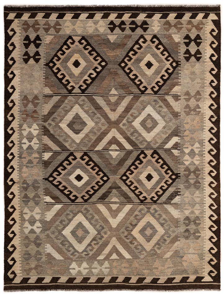 Detail image of 5' 2 x 6' 9 Hand Woven Kilim Maymana Wool Rug