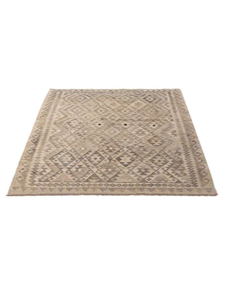 5' 4 x 6' 10 Hand Woven Kilim Maymana Wool Rug