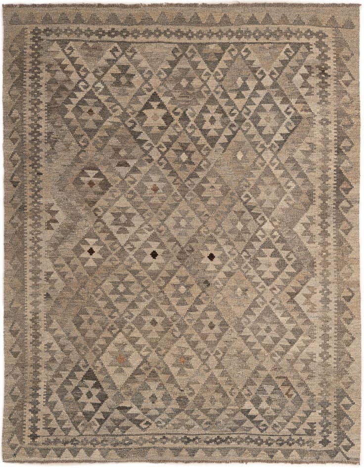 Detail image of 5' 4 x 6' 10 Hand Woven Kilim Maymana Wool Rug