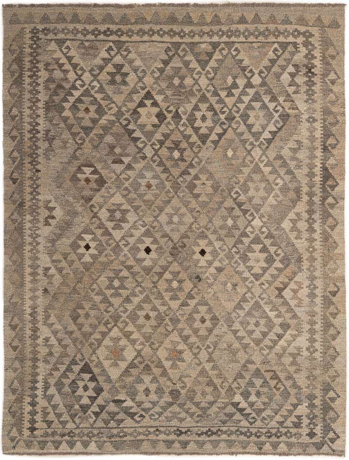 5' 4 x 6' 10 Hand Woven Kilim Maymana Wool Rug