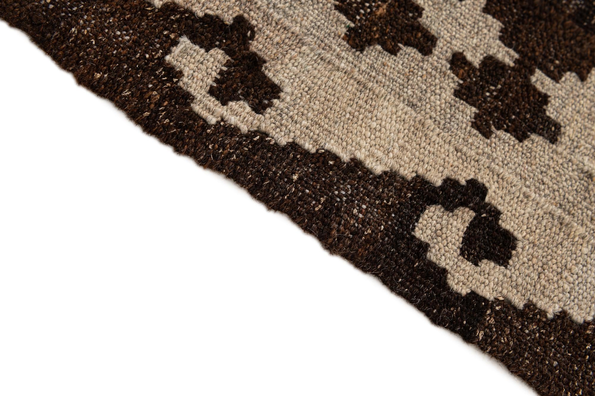 5' 4 x 6' 10 Hand Woven Kilim Maymana Wool Rug