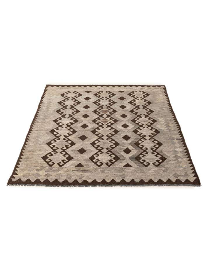5' 2 x 6' 11 Hand Woven Kilim Maymana Wool Rug