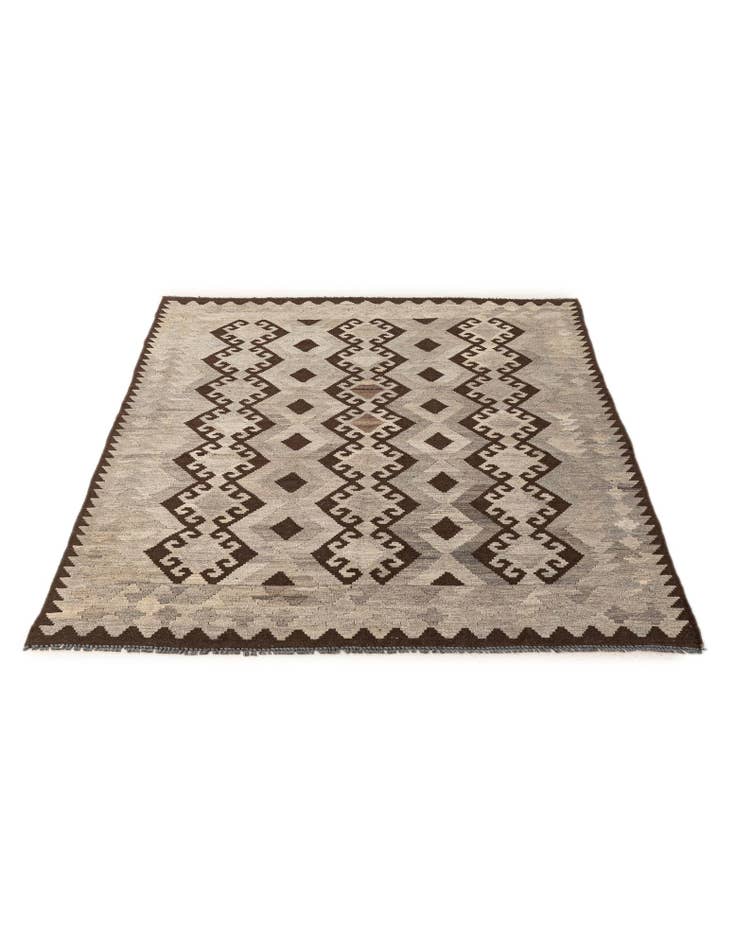 Detail image of 5' 2 x 6' 11 Hand Woven Kilim Maymana Wool Rug
