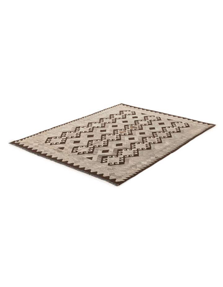 5' 2 x 6' 11 Hand Woven Kilim Maymana Wool Rug