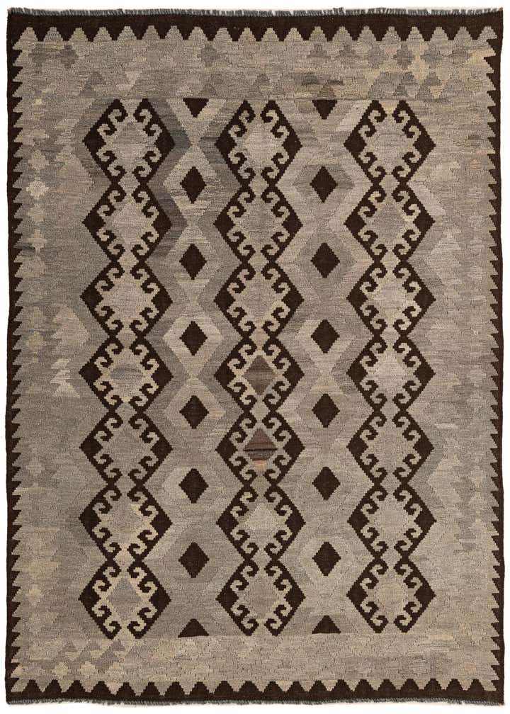 5' 2 x 6' 11 Hand Woven Kilim Maymana Wool Rug