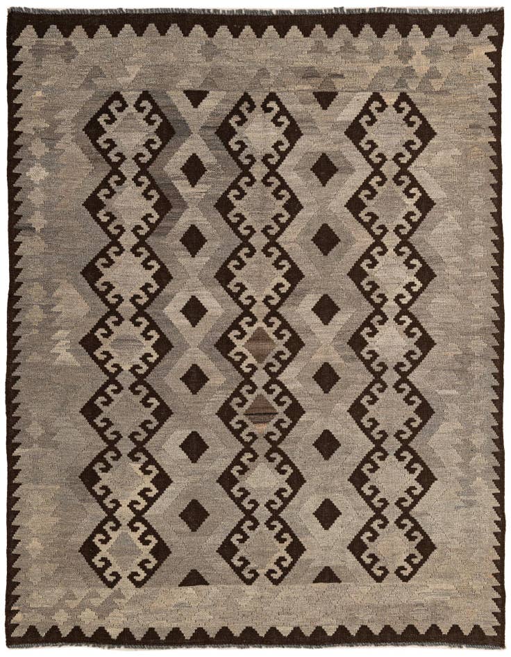 Detail image of 5' 2 x 6' 11 Hand Woven Kilim Maymana Wool Rug