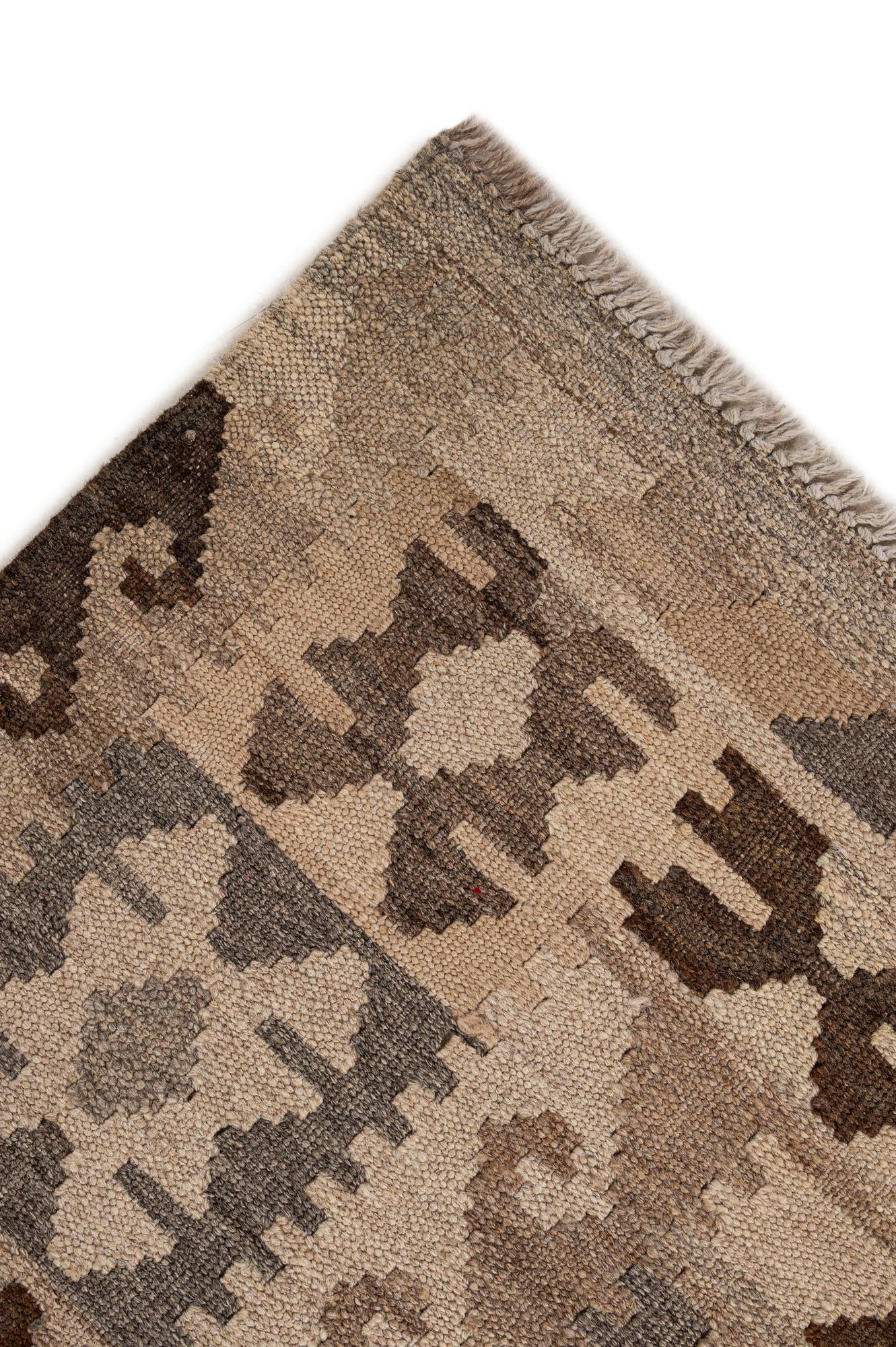 5' 2 x 6' 9 Hand Woven Kilim Maymana Wool Rug
