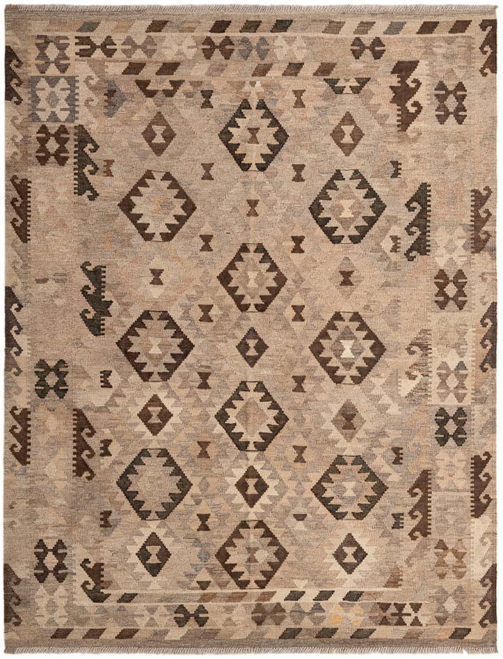Detail image of 5' 2 x 6' 9 Hand Woven Kilim Maymana Wool Rug