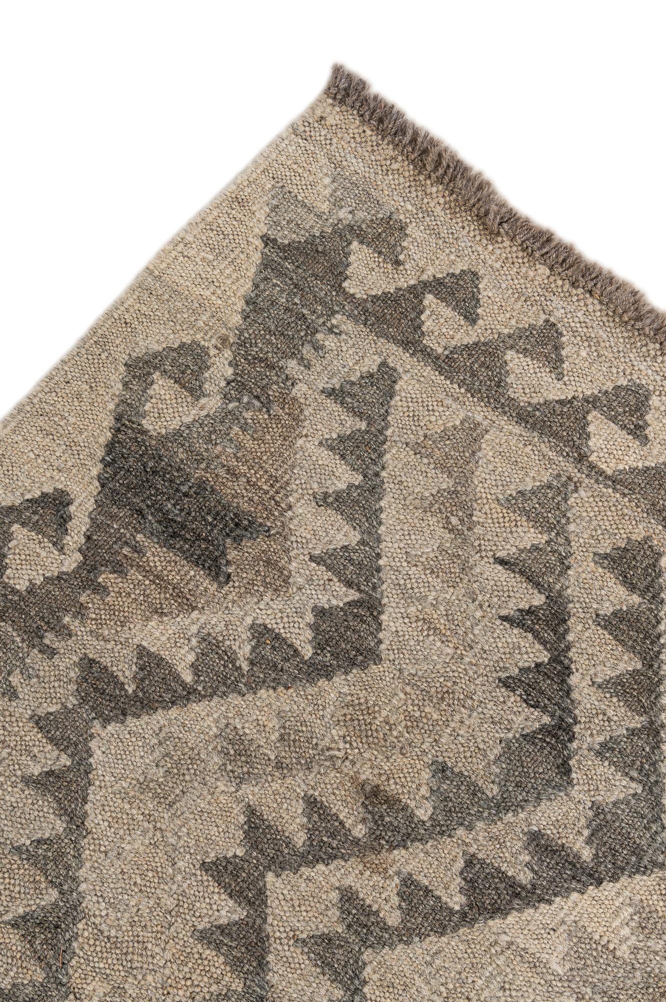 5' 3 x 6' 10 Hand Woven Kilim Maymana Wool Rug