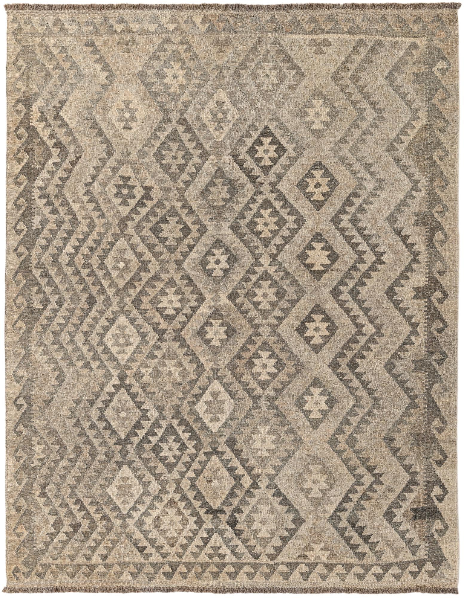 5' 3 x 6' 10 Hand Woven Kilim Maymana Wool Rug