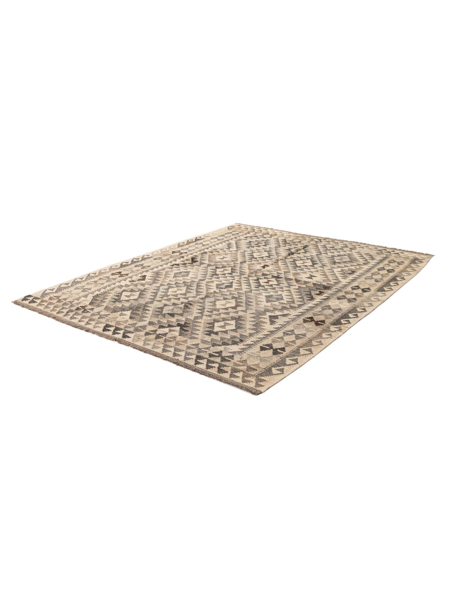 5' 5 x 6' 9 Hand Woven Kilim Maymana Wool Rug