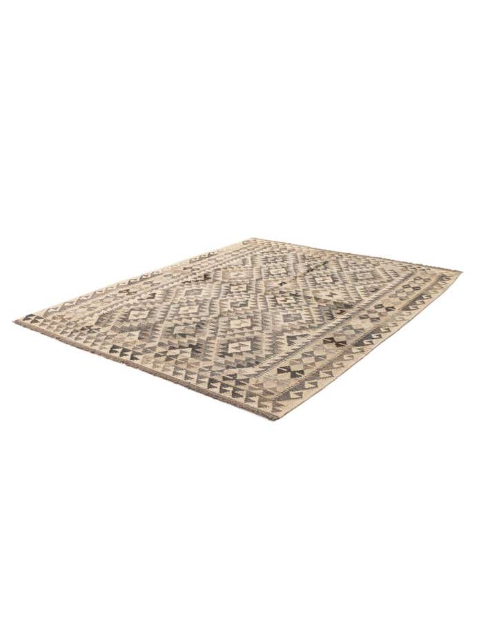 5' 5 x 6' 9 Hand Woven Kilim Maymana Wool Rug