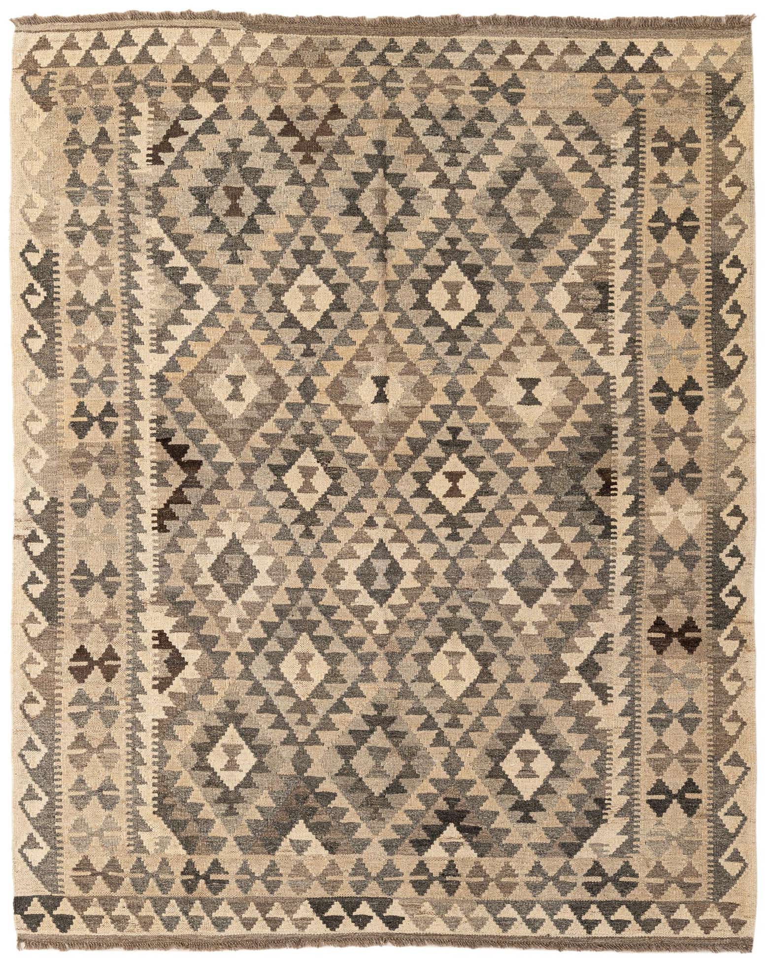 5' 5 x 6' 9 Hand Woven Kilim Maymana Wool Rug