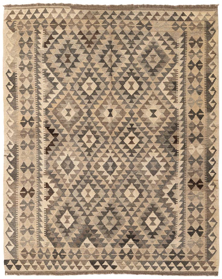 Detail image of 5' 5 x 6' 9 Hand Woven Kilim Maymana Wool Rug