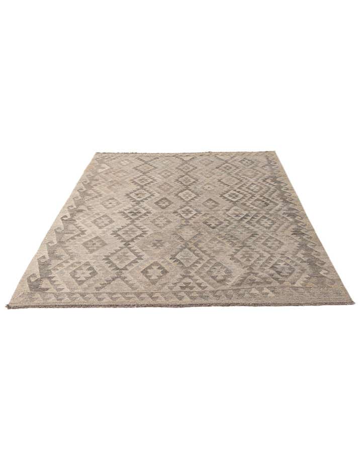5' 3 x 6' 11 Hand Woven Kilim Maymana Wool Rug