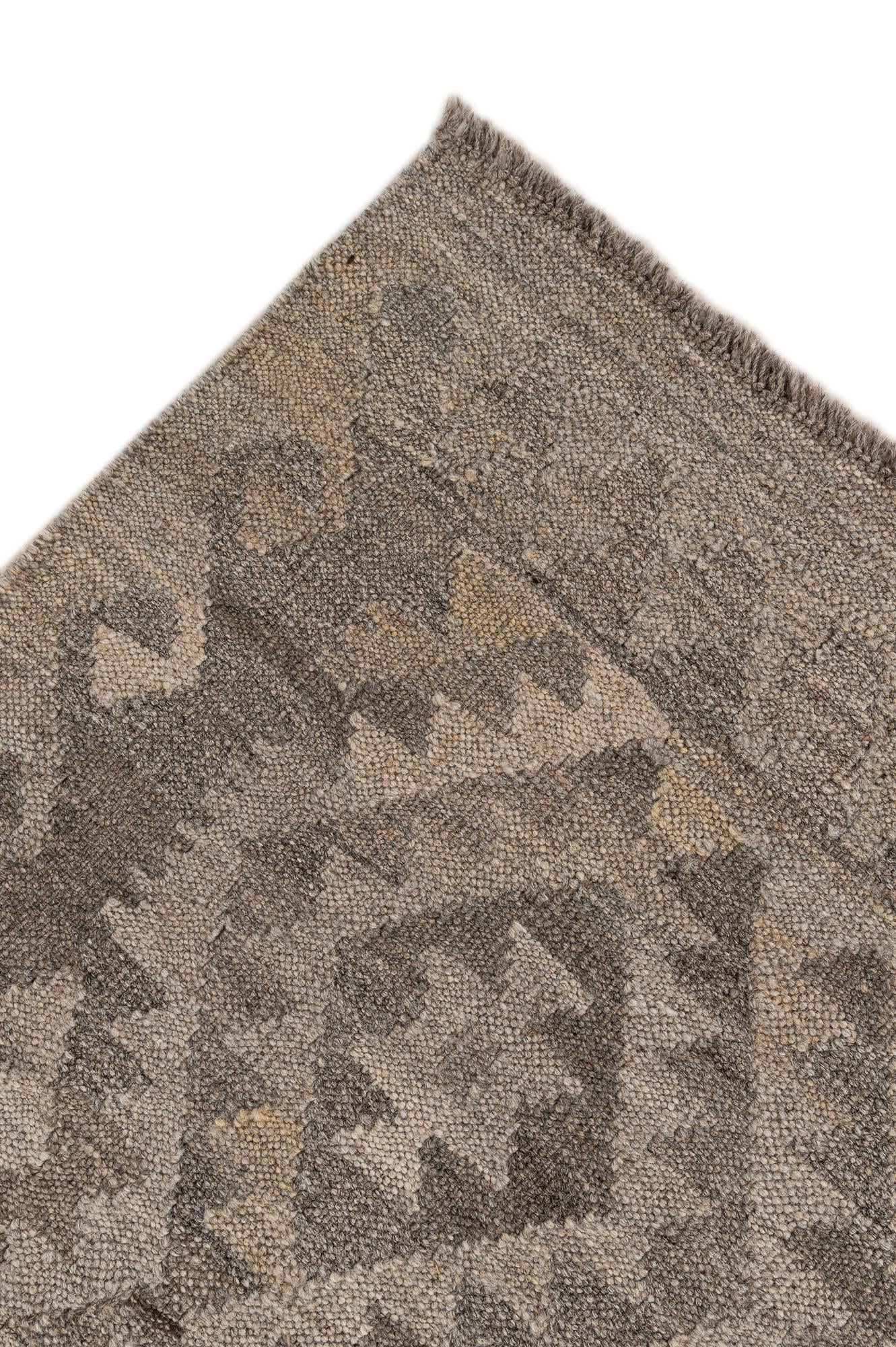 5' 3 x 6' 11 Hand Woven Kilim Maymana Wool Rug