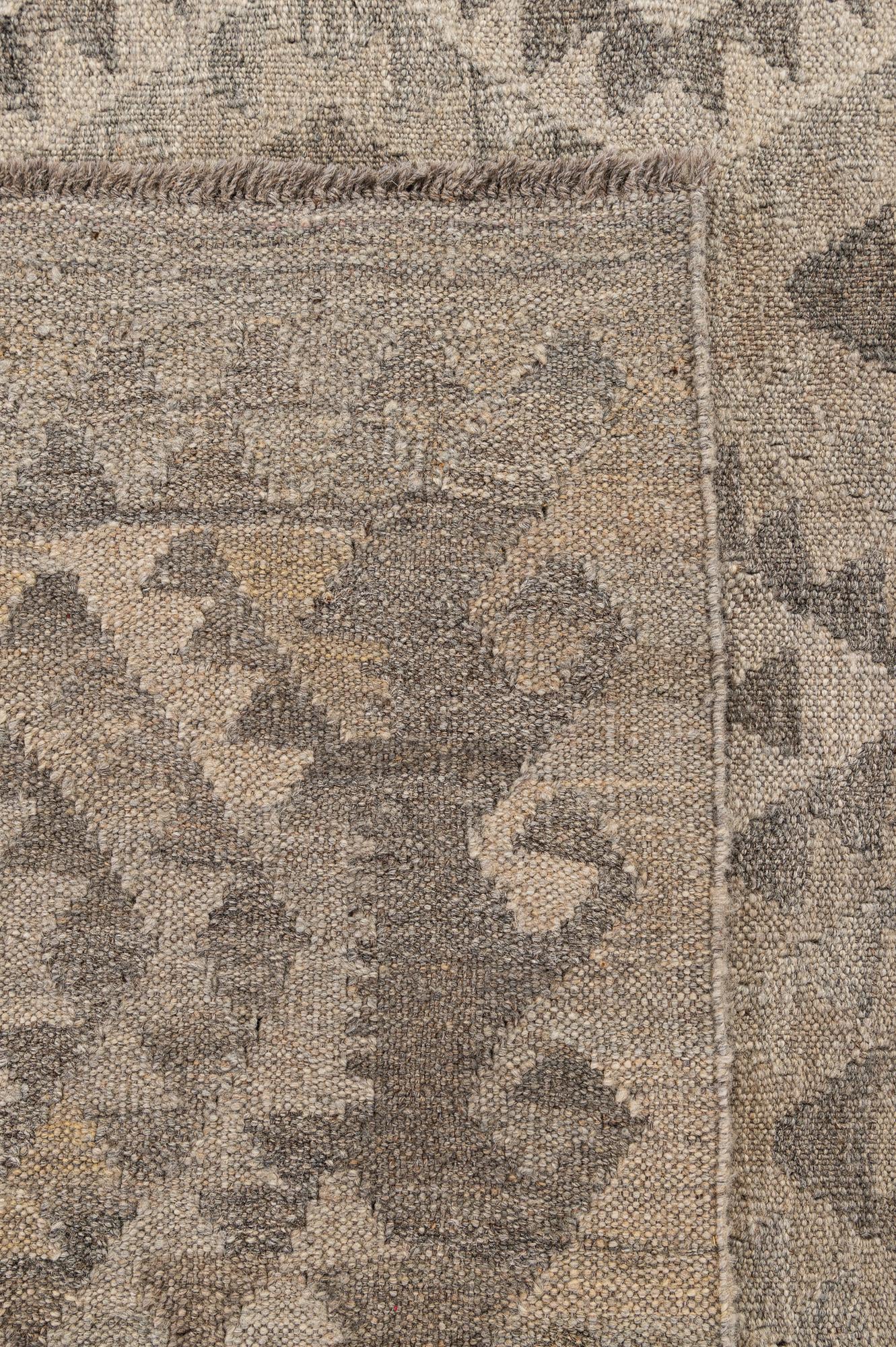 5' 3 x 6' 11 Hand Woven Kilim Maymana Wool Rug
