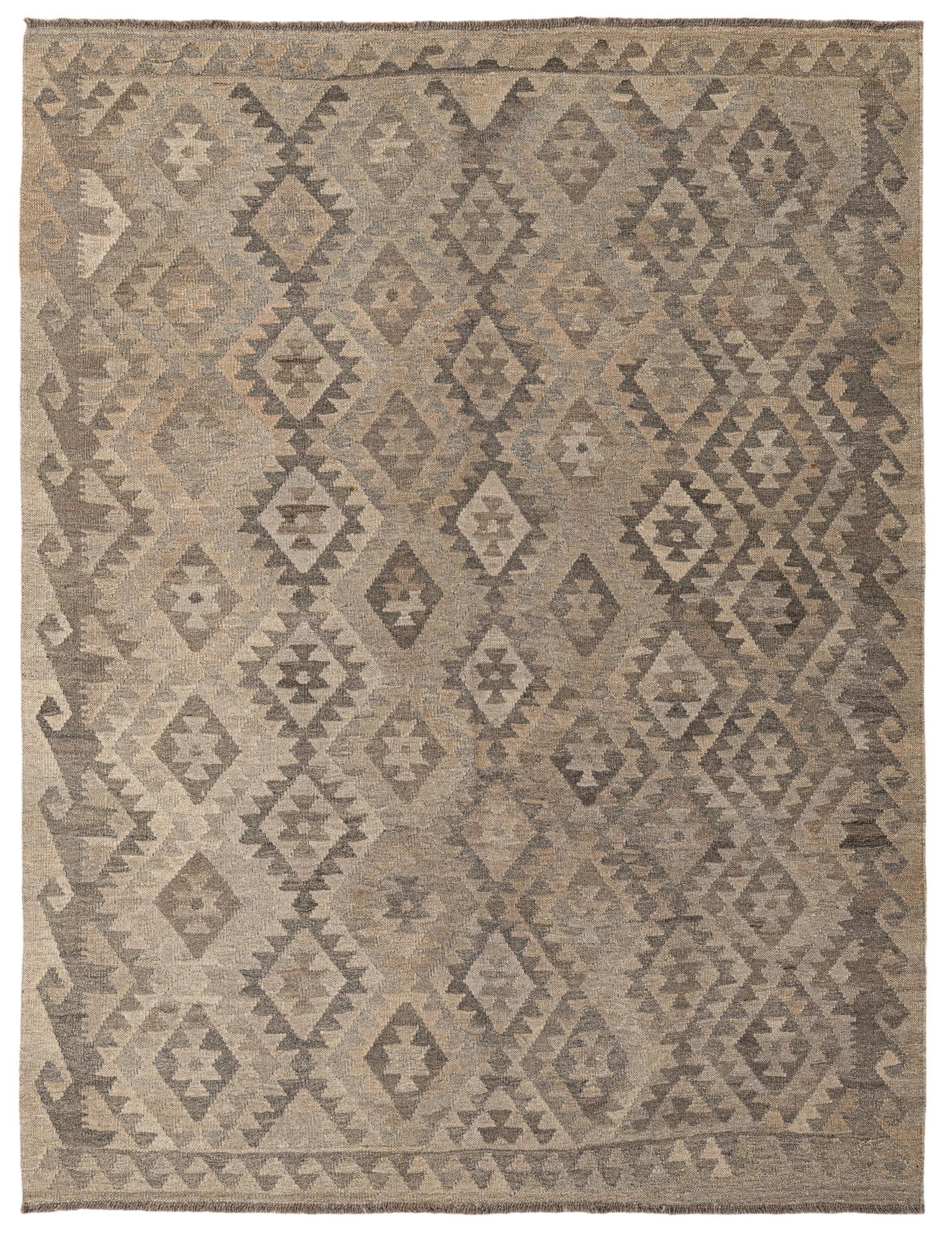 5' 3 x 6' 11 Hand Woven Kilim Maymana Wool Rug