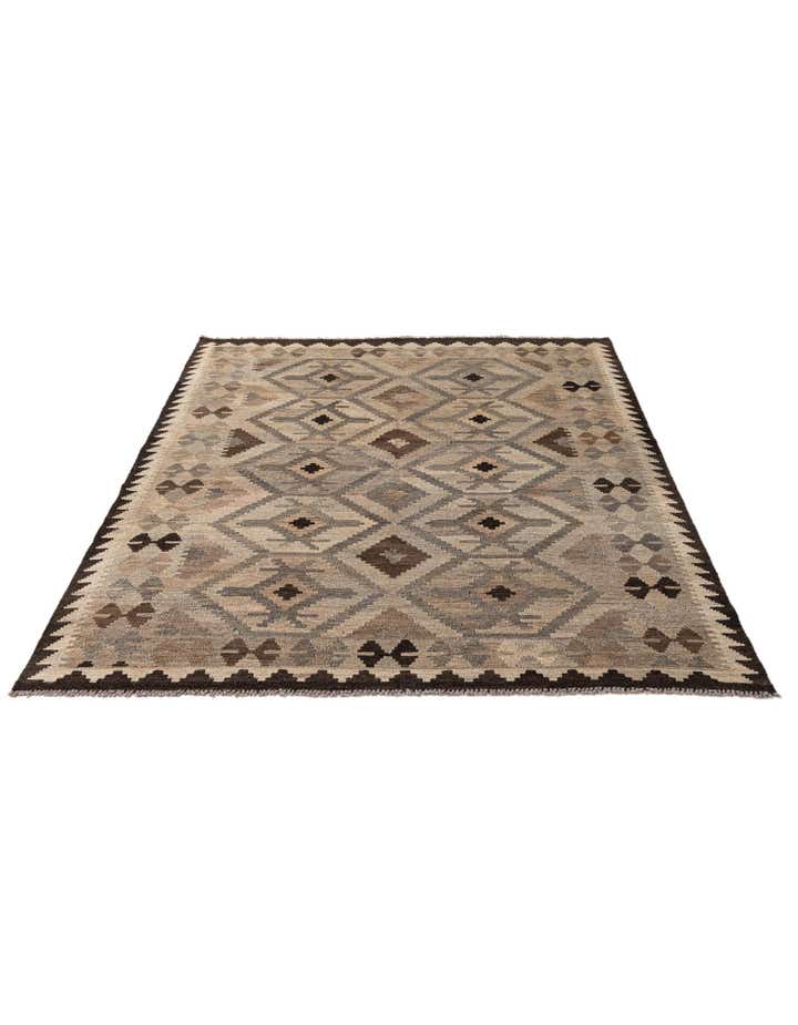5' x 6' 9 Hand Woven Kilim Maymana Wool Rug