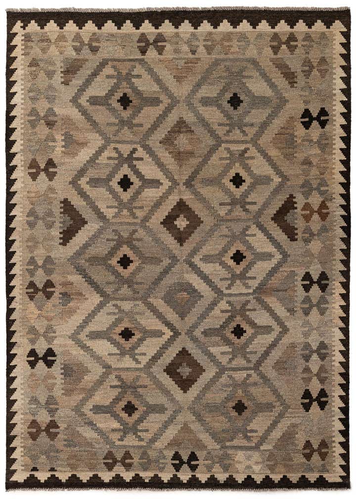 5' x 6' 9 Hand Woven Kilim Maymana Wool Rug