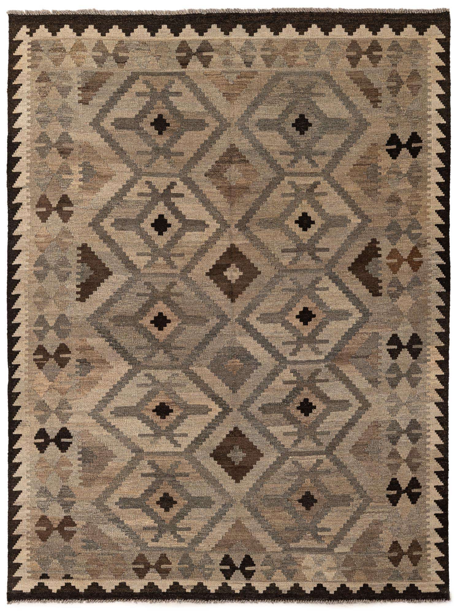 5' x 6' 9 Hand Woven Kilim Maymana Wool Rug