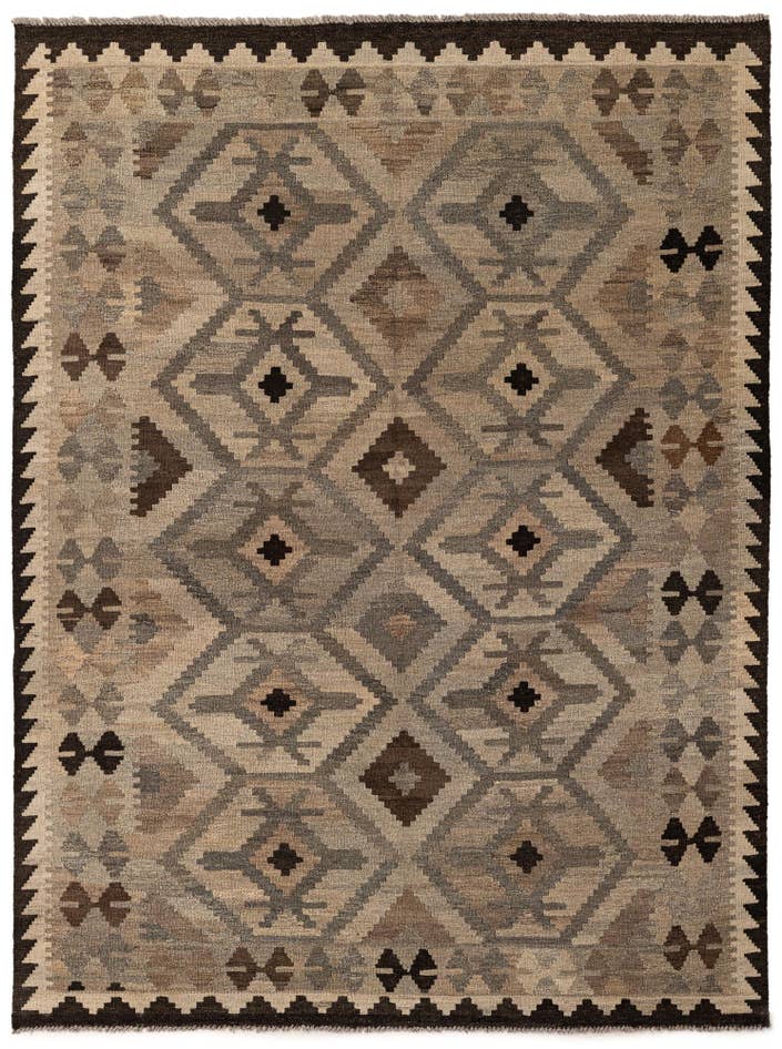 Detail image of 5' x 6' 9 Hand Woven Kilim Maymana Wool Rug