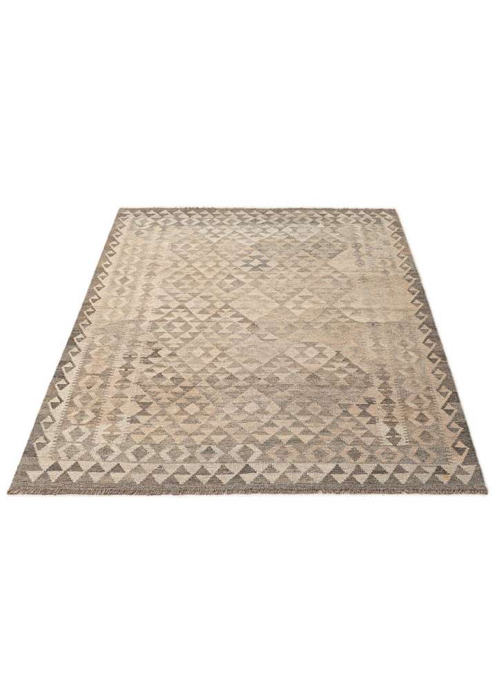 5' 2 x 7' 4 Hand Woven Kilim Maymana Wool Rug