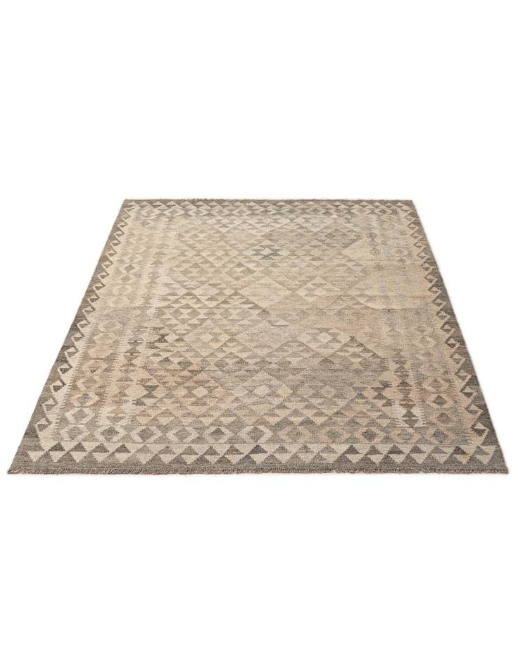 Detail image of 5' 2 x 7' 4 Hand Woven Kilim Maymana Wool Rug