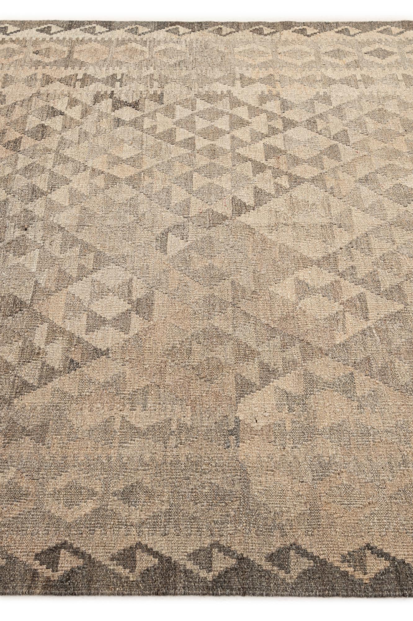 5' 2 x 7' 4 Hand Woven Kilim Maymana Wool Rug