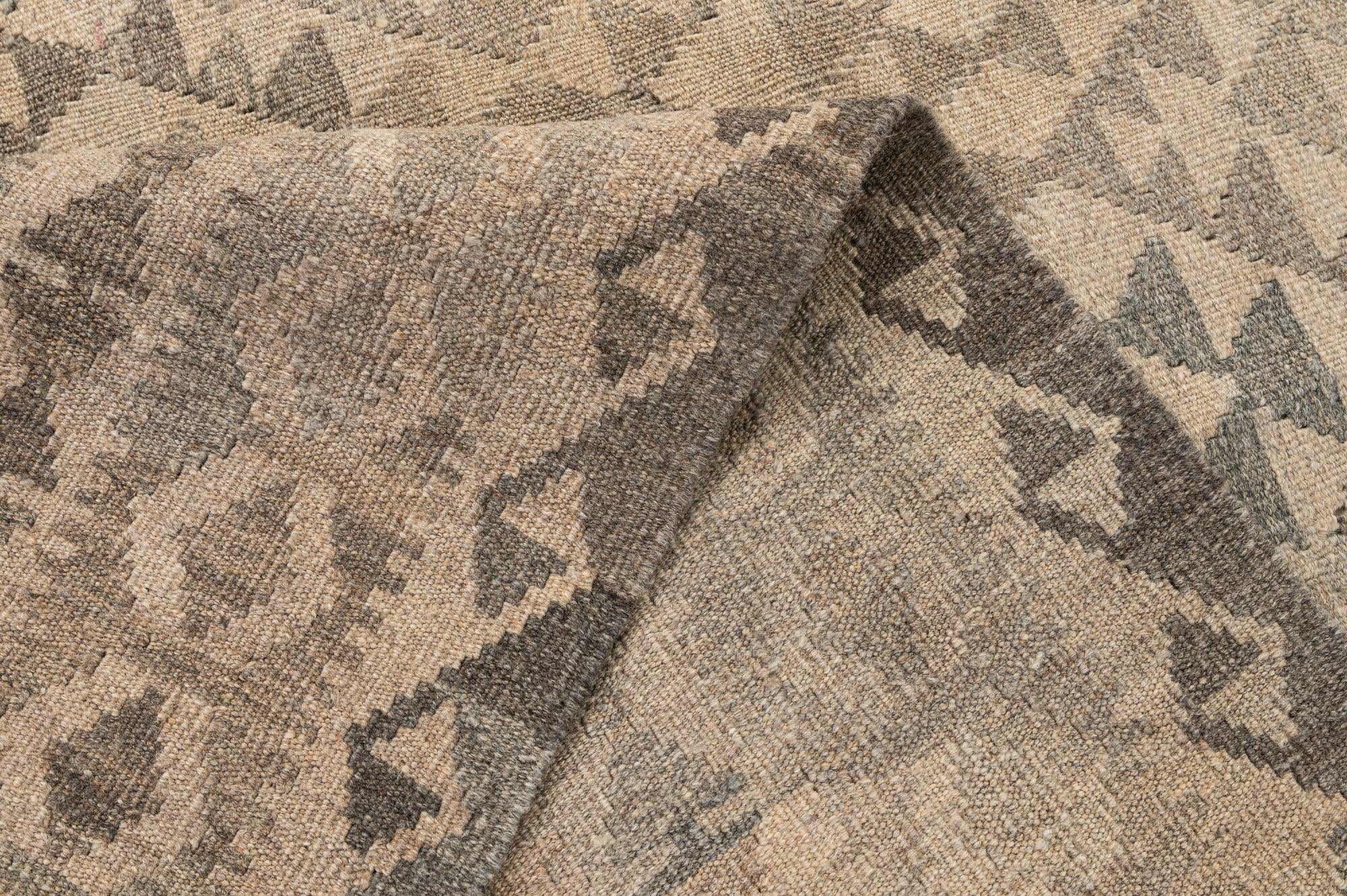 5' 2 x 7' 4 Hand Woven Kilim Maymana Wool Rug