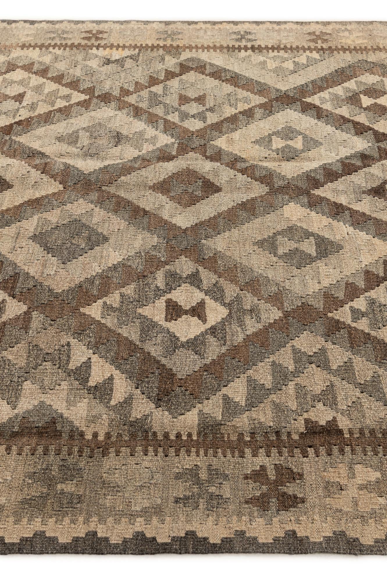 5' 3 x 8' 1 Hand Woven Kilim Maymana Wool Rug