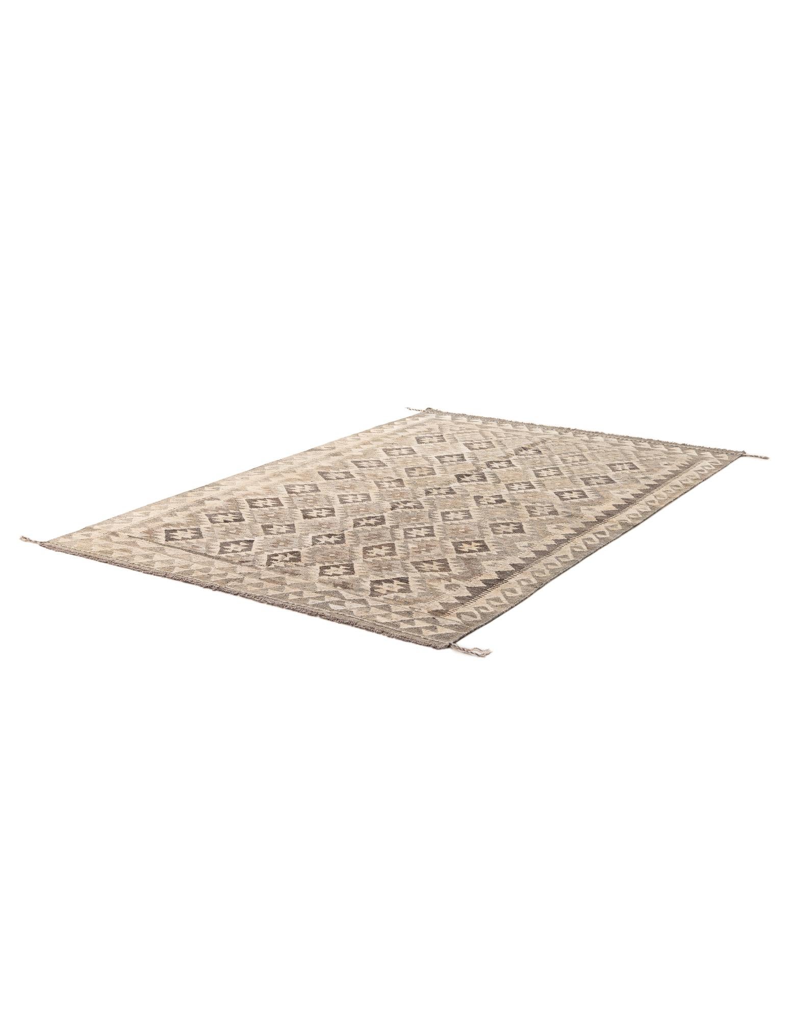 5' 3 x 8' Hand Woven Kilim Maymana Wool Rug