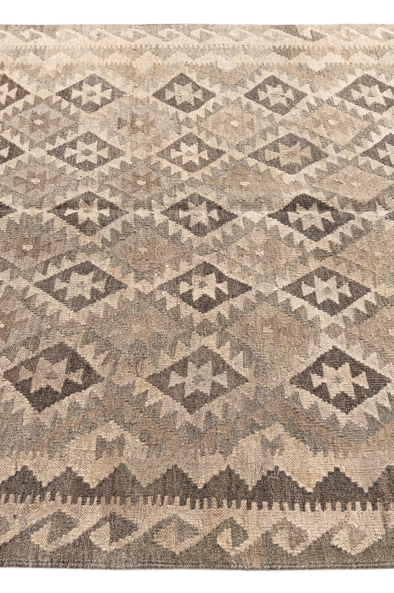 5' 3 x 8' Hand Woven Kilim Maymana Wool Rug