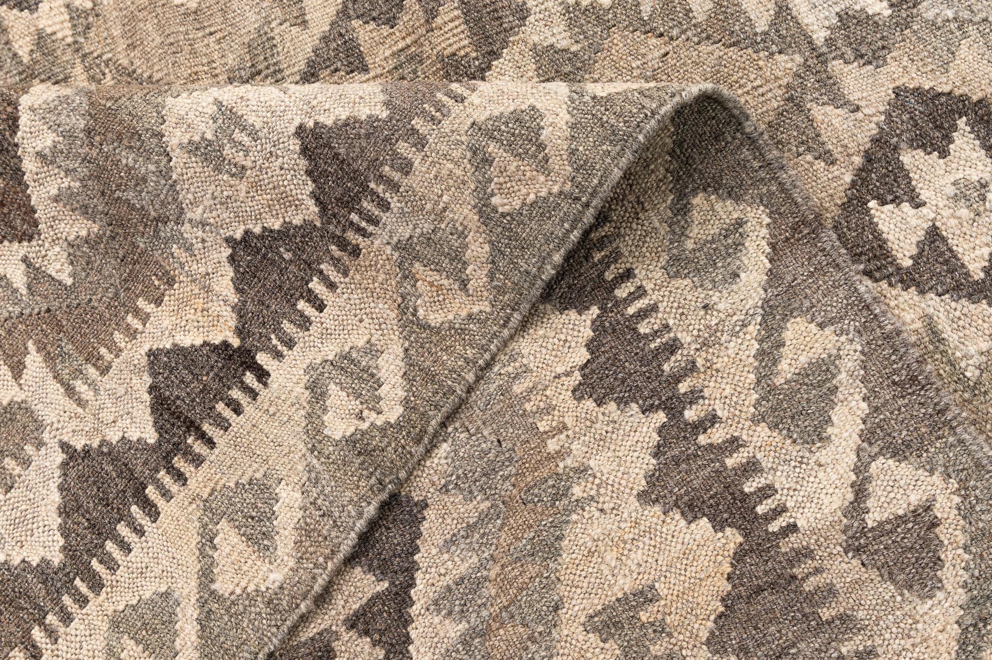5' 3 x 8' Hand Woven Kilim Maymana Wool Rug