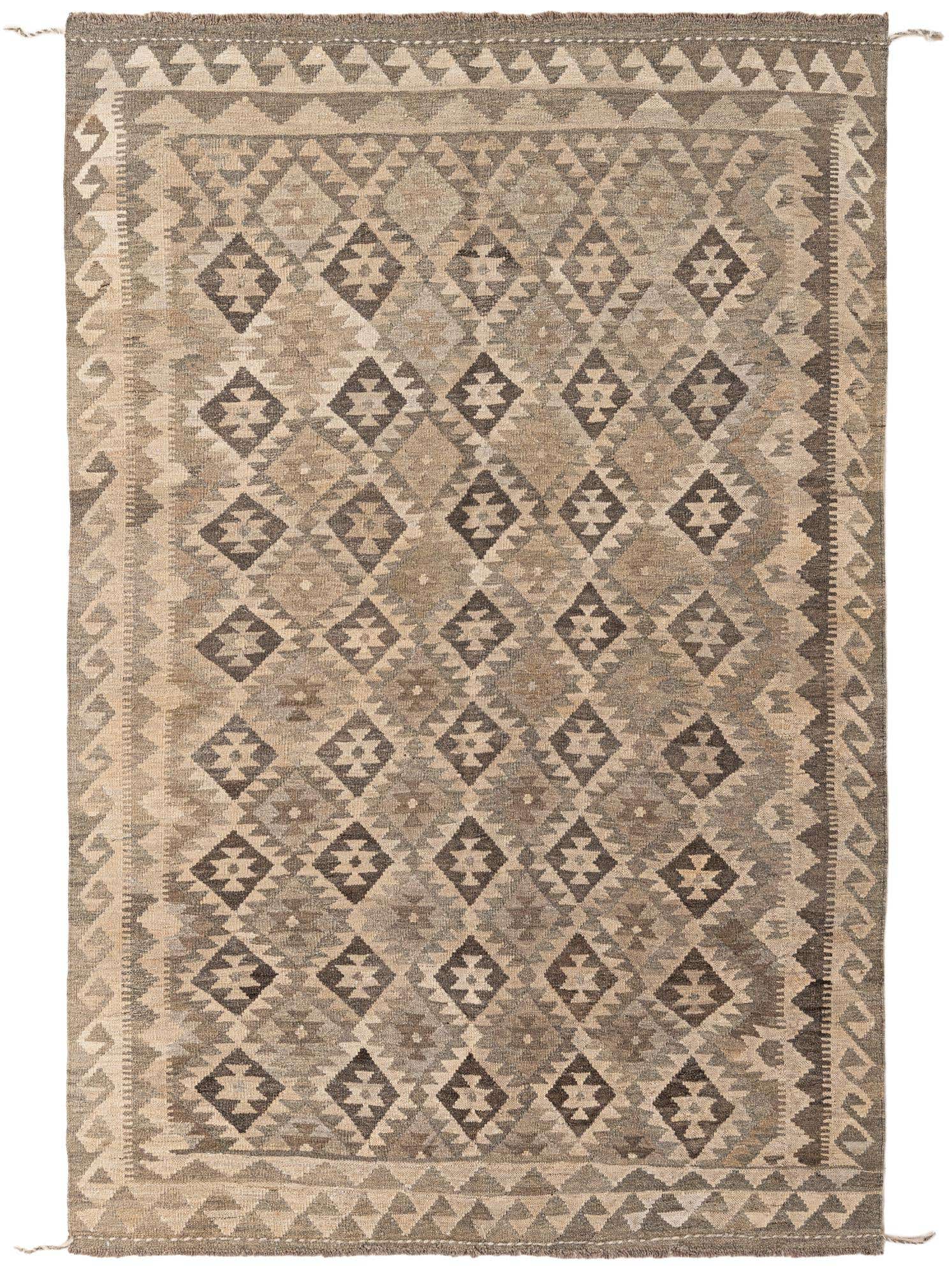 5' 3 x 8' Hand Woven Kilim Maymana Wool Rug