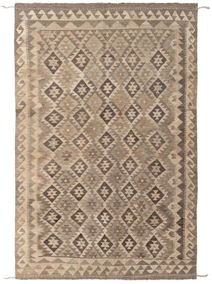 5' 3 x 8' Hand Woven Kilim Maymana Wool Rug