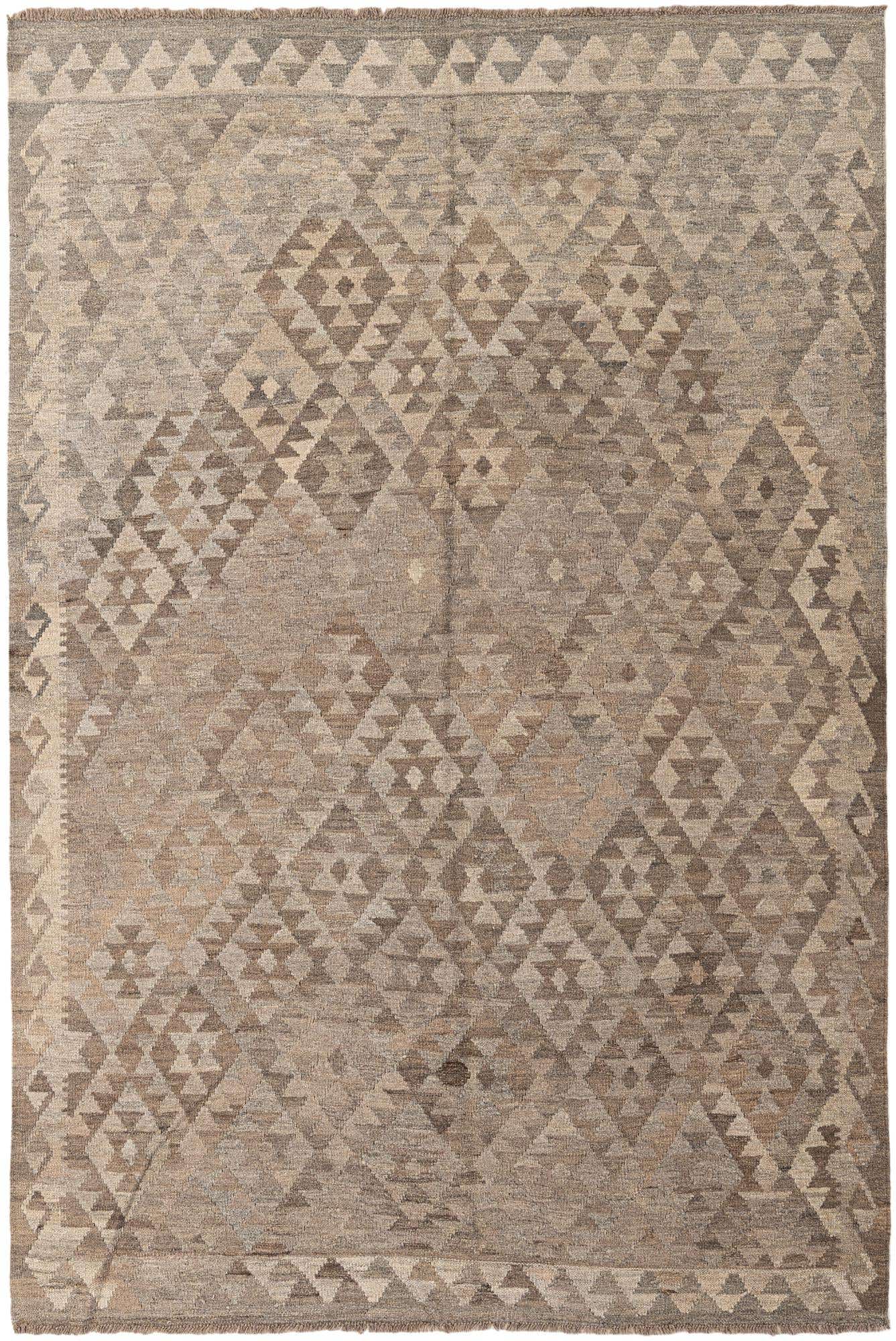 5' 4 x 8' Hand Woven Kilim Maymana Wool Rug